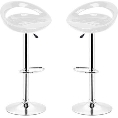 SiFree® Tabouret de Bar Lot de 2 en ABS Plastique, Hauteur Réglable avec Repose-Pieds Chromés (2-Blanc)