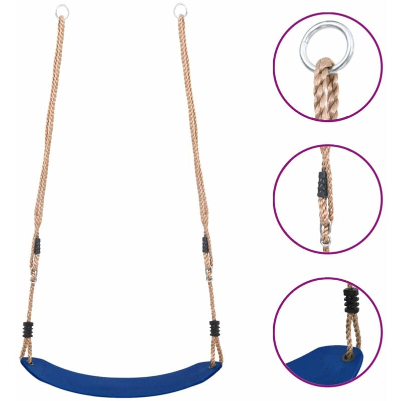 Vidaxl - Siège de balançoire pour enfants Bleu,66x14x1,2cm,corde 180cm,l'utilisateur 100 kg