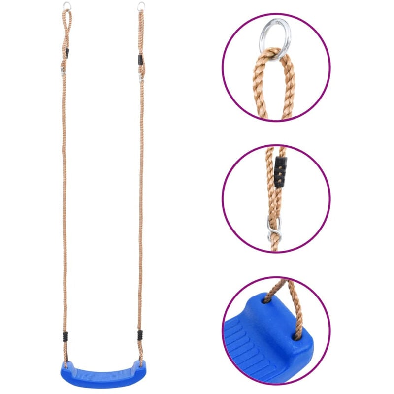 Siège de balançoire pour enfants Bleu,PE,corde 180 cm,maximal l'utilisateur 100 kg