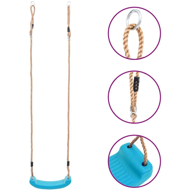 Siège de balançoire pour enfants,Bleu clair,Hauteur de la corde 180cm,charge maximale 60kg