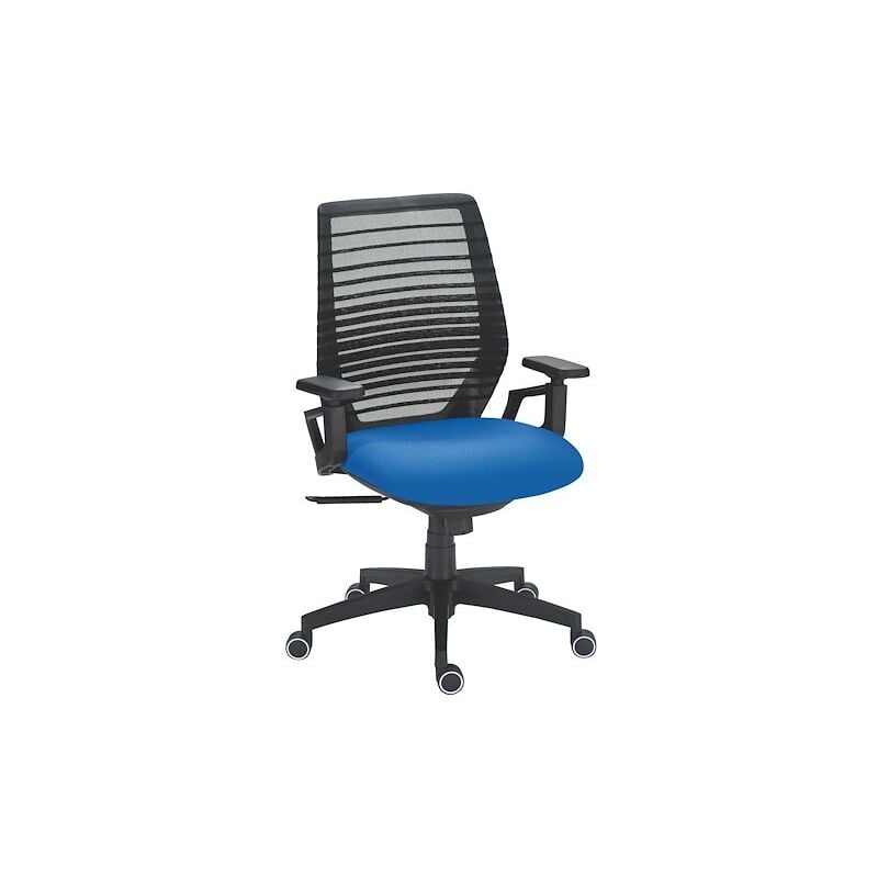 Chaise de bureau synchrone Expert Maxiburo dossier maille assise tissu - bleu