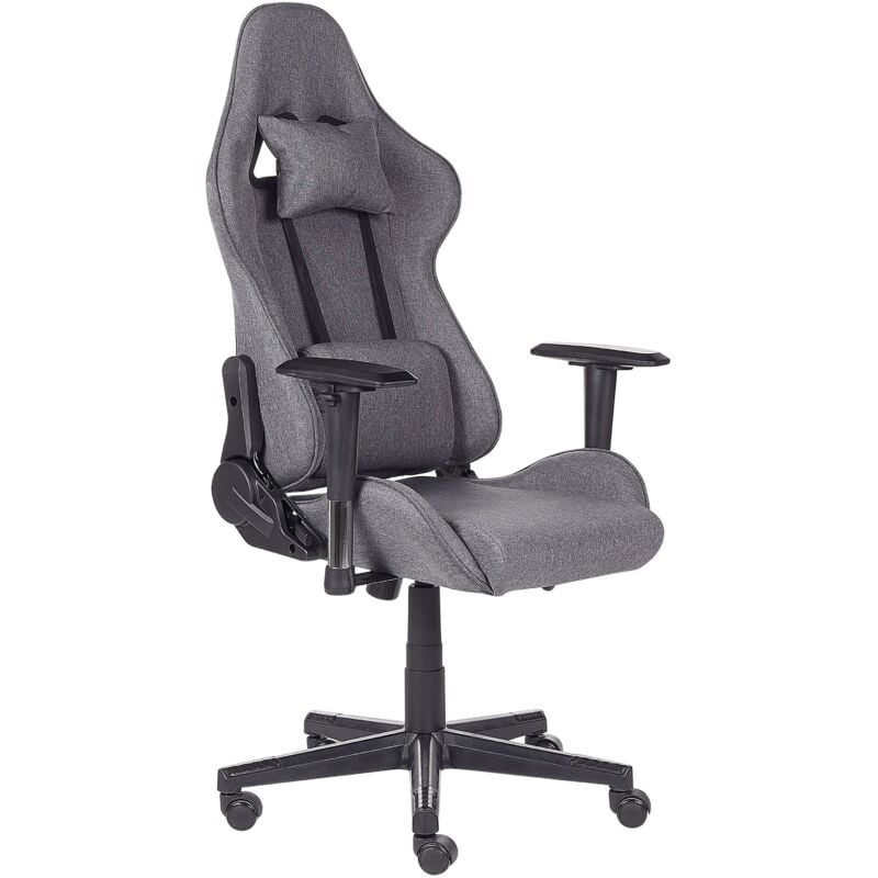 Beliani - Siège de Gamer Ergonomique à Rotation 360 °et Repose-Bras ajustables Gris Foncé Warrior