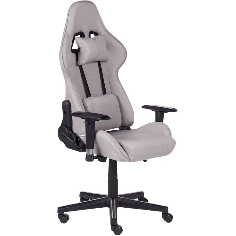 Beliani - Siège de Gamer Ergonomique à Rotation 360 °et Repose-Bras ajustables Gris Clair Warrior