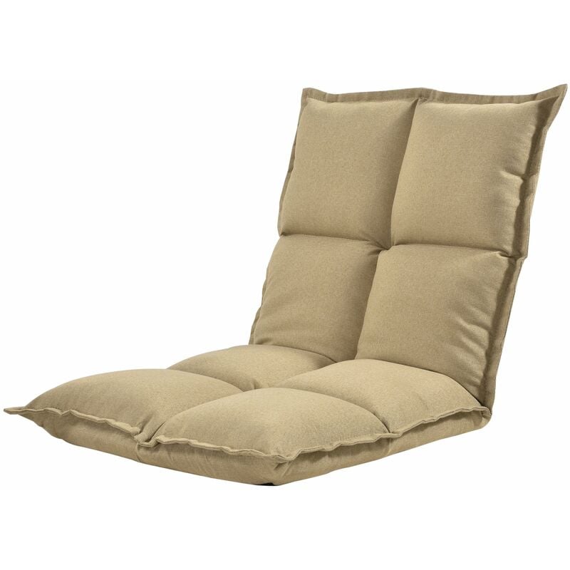 Siège de sol rembourré avec dossier réglable chaise assise coussin lit 100% polyester éponge métal couleur sable 110 x 55 x 11 cm - Métal