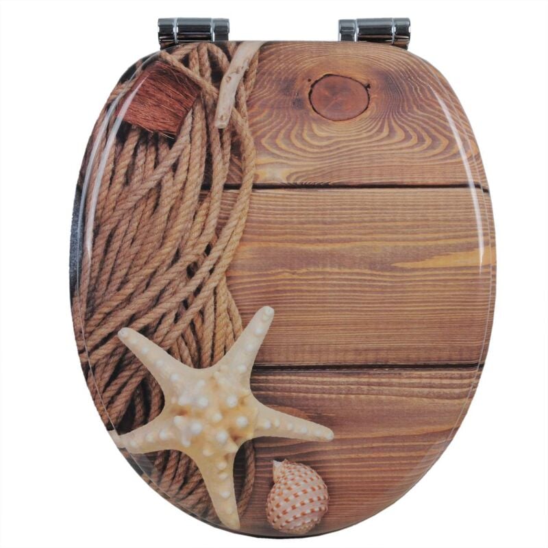 Helloshop26 - Siège de toilette abattant en mdf avec mécanisme d'abaissement automatique maritime
