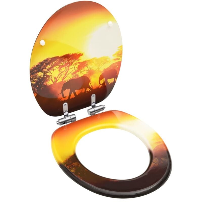 Siège de toilette abattant WC avec couvercle MDF savane