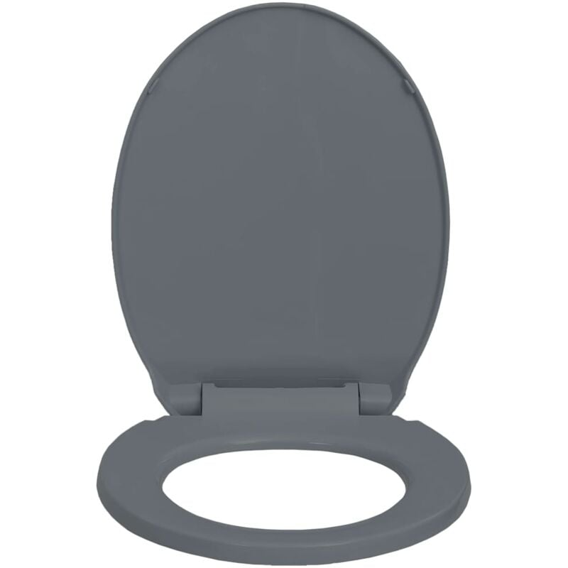 Siège de toilette à fermeture en douceur abattant wc lunette cuvette salle de bain maison restaurant hôtel magasin ovale gris
