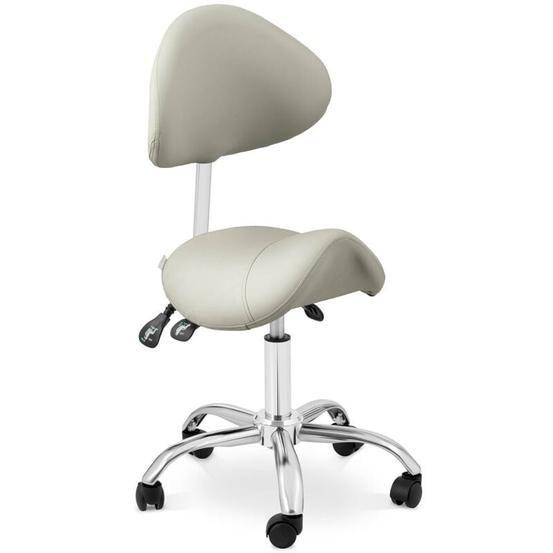 Siège-selle de cheval dossier et siège réglables en hauteur gris argent