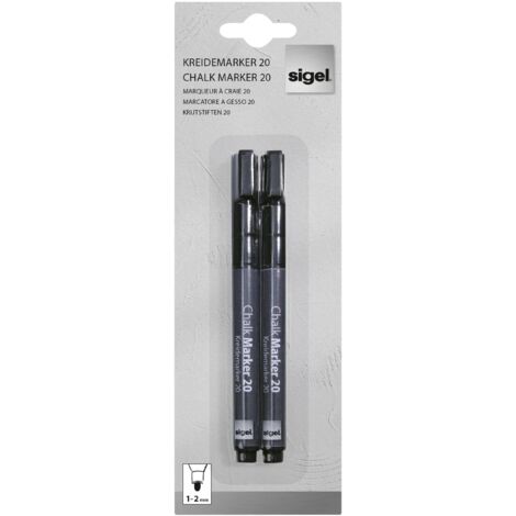 Sigel BA177 BA177 Marqueur craie noir 1 mm, 2 mm D313072