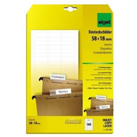 SIGEL Einsteckschild LP725 58x18mm 180 St./Pack.