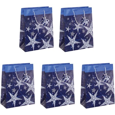 SIGEL GT025 Borsa Regalo natalizia grande, Shining Stars, 26 x 33 x 12 cm, carta, 5 pz