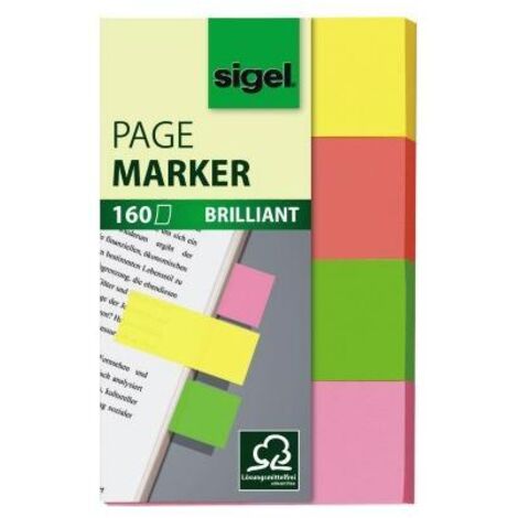sigel Haftmarker Brillant Werkstoff: Papier Farbe: 1 x gelb, 1 x orange, 1 x grün, 1