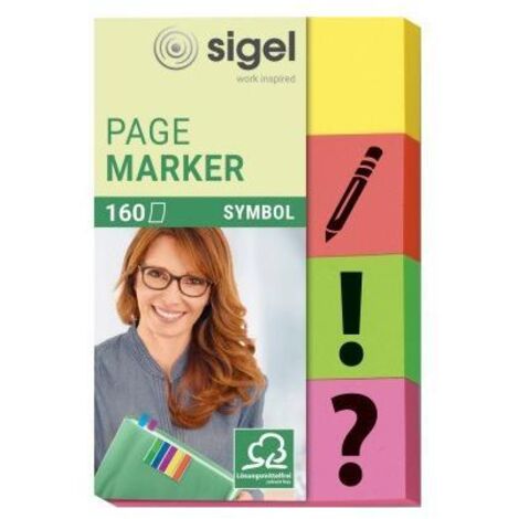 Sigel Haftmarker HN635 gelb, orange,grün,pink 4 x 40 Bl./Pack.