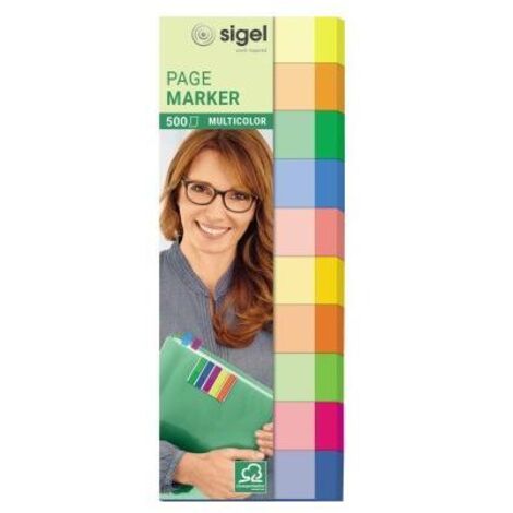 Sigel Haftmarker Multicolor HN682 50x150mm f. sort 500 Bl./Pack.