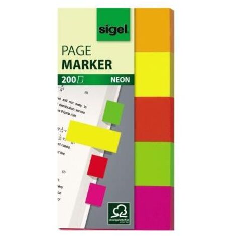 sigel Haftmarker Neon Werkstoff: Papier Farbe: 1 x orange, 1 x gelb, 1 x rot, 1