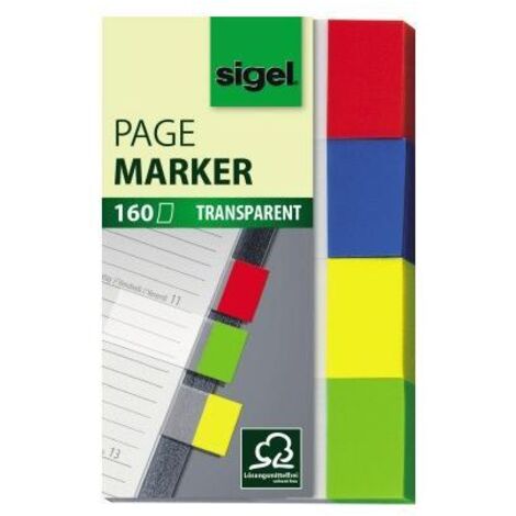 sigel Haftmarker Transparent Werkstoff: Papier Farbe: 1 x rot, 1 x blau, 1 x gelb, 1 x
