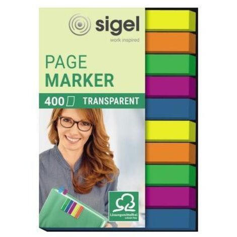 SIGEL Haftstreifen SIGEL Film micro 50 x 6 mm (B x H) je 2 x grün blau violett gelb orange 40Bl./Block 10 Block/Pack.