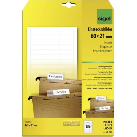 Sigel LP720 Etichetta per file in sospensione 60 cm x 21 mm