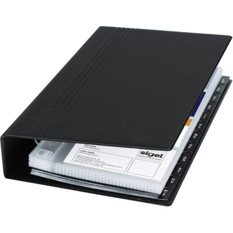Sigel VZ300 Classeur à anneaux pour cartes de visite 200 cartes (l x H x P) 147 x 265 x 44 mm noir (mat) matière plasti