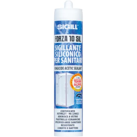 Sigill cartuccia sigillante siliconico trasparente Forza 10 per sanitari fungicida silicone antimuffa professionale testato e garantito made in italy