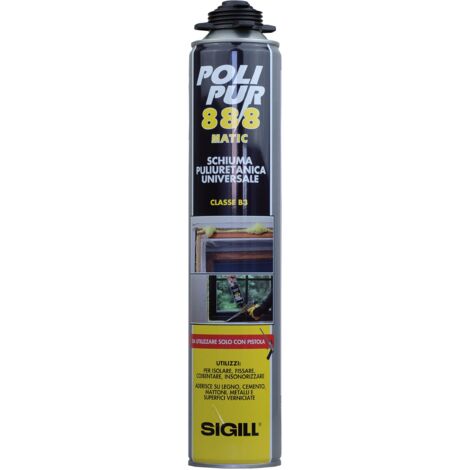 Sigill Polipur 888 matic schiuma poliuretanica universale B3 750 ml per pistola colore paglierino
