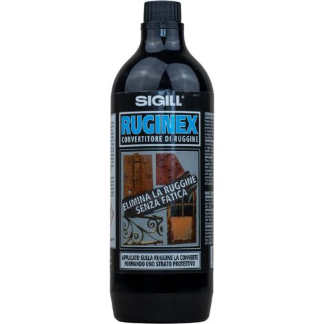 SIGILL, Ruginex, Convertitore di Ruggine, Composto Chimico in Emulsione Acquosa, Protegge e Previene di Riformarsi di Ossidazioni, Made in Italy, Flacone da 750 ml