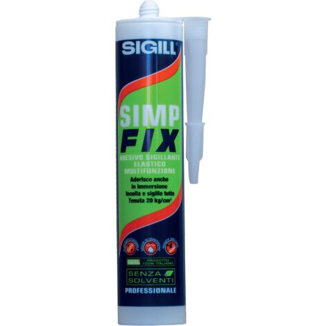 SIGILL, Simp Fix Adesivo Sigillante Ibrido per Applicazioni Difficili, Incolla e Sigilla Tutto, Tenuta 20 kg/cm, Formulato con Innovativa Famiglia di Polimeri, Made in Italy, Cartuccia 290 ml, Grigio