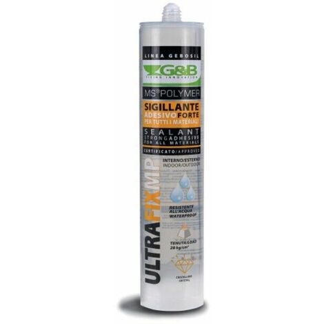 Sigillante adesivo forte trasparente Ultrafix cristallino interno e esterno G&B 12 Pezzi