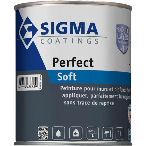 Sigma Perfect Soft - RAL 7032 Gris silex - 1L : Peinture veloutée pour murs et plafonds facile à appliquer, parfaitement homogène et sans reprise pour finitions soignées