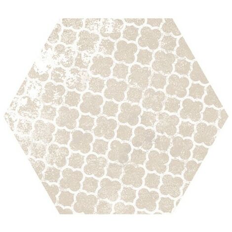 SIGMA WHITE - 21,6x24,6cm - Carrelage hexagonal à motifs patchwork - Blanc, Beige