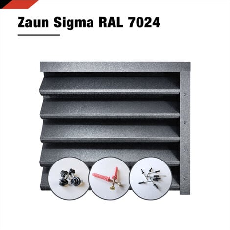 BRAVO THE SMART SOLUTION Sigma-Zaun-Set (Zaunpaneel, Lamellenzaun, Sichtschutz) 110 cm x 200 cm Metall Stärke 0,45 mm inkl. Zubehör grau