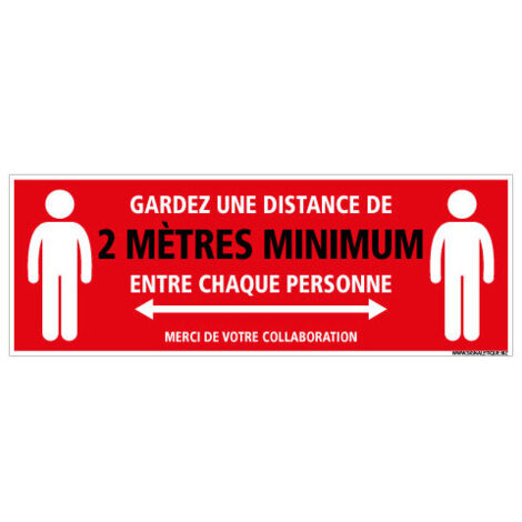 SIGNALETIQUE AU SOL ADHESIVE SPECIAL COVID.19 . GARDER UNE DISTANCE ENTRE CHAQUE PERSONNE. Distance de 2m .  - Distance de 2m