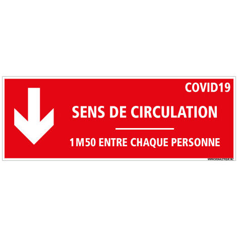 SIGNALETIQUE AU SOL COVID CORONAVIRUS . SENS DE CIRCULATION . DISTANCES ENTRE CHAQUE PERSONNE . SIGNALETIQUE AU SOL DE PREVENTI. Distance de 1m50 : Flèche Bas . - Distance de 1m50 : Flèche Bas