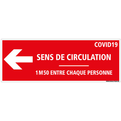 SIGNALETIQUE AU SOL COVID CORONAVIRUS . SENS DE CIRCULATION . DISTANCES ENTRE CHAQUE PERSONNE . SIGNALETIQUE AU SOL DE PREVENTI. Distance de 1m50 : Flèche Gauche . - Distance de 1m50 : Flèche Gauche