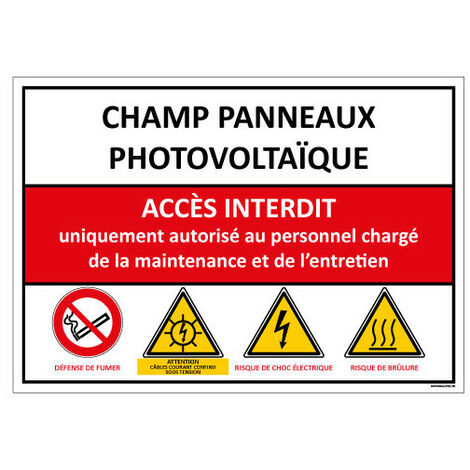 Signalétique CHAMP PANNEAUX PHOTOVOLTAIQUE (D0975) - Aluminium 2 mm - 450 x 630 mm