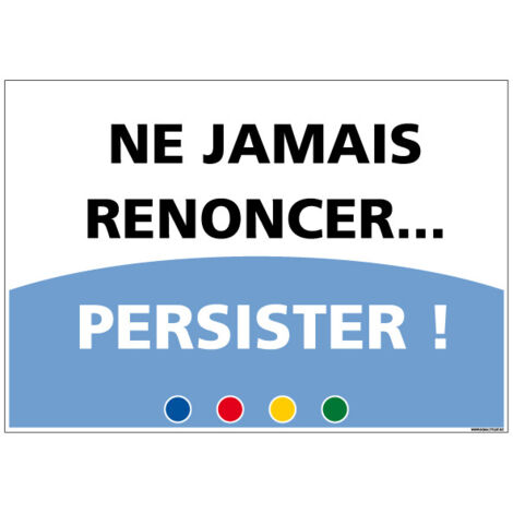 SIGNALETIQUE DE MOTIVATION - NE JAMAIS RENONCER (D1007) - Adhésif - 300 x 210 mm