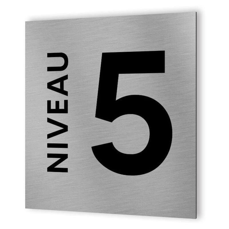 Panneau numéro d'étage - Format 20 cm x 20 cm en Dibond Aluminium brossé