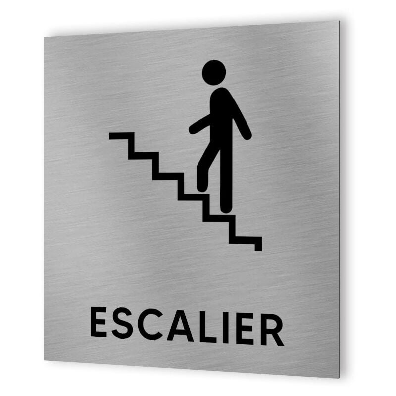 Decoho - Pictogramme format 20 cm x 20 cm en Dibond Aluminium brossé - Modèle Escalier
