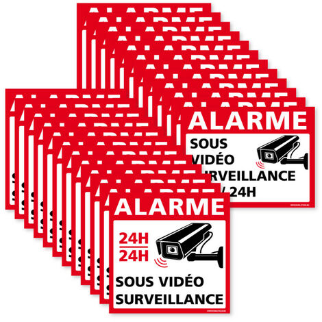 Autocollant Alarme Vidéosurveillance – Protection Propriété – Noir & Jaune (Anti-UV)