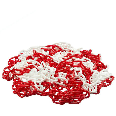Signaletique.Biz France – Chaîne de signalisation en plastique rouge et blanc – Haute visibilité – Résistante aux intempéries – Longueur personnalisable