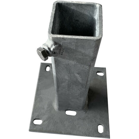 Signaletique.Biz France – Fourreau à platine pour poteau acier galvanisé 50 x 50 mm – Compatible poteau 40 x 40 mm – Platines pré-percées pour fixation extérieure