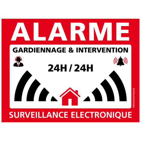 Signaletique.Biz France – Lot de 4 autocollants alarme – Adhésif de sécurité vinyle résistant – Dimensions 80 x 60 mm – Impression encre UVgel pour visibilité optimale