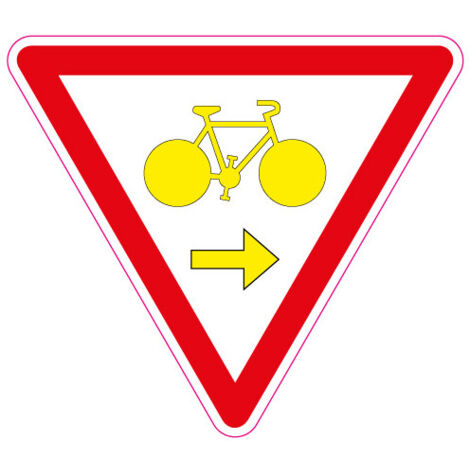 Signaletique.Biz France – Panneau de signalisation cédez le passage 300 mm – M12D – Fixation murale – Classe 1 pour circulation cycliste