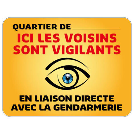 Signaletique.Biz France – Panneau de signalisation personnalisable quartier vigilant – Gamme Bretagne Classe 1 – Dimensions 650 x 500 mm – Installation facile - VG0006