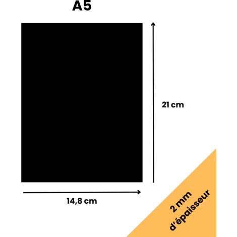 Signaletique.Biz France – Plaque acrylique noire 2 mm A5 – Dimensions 21 x 14,8 cm – PMMA XT incassable – Protection UV pour impression durable