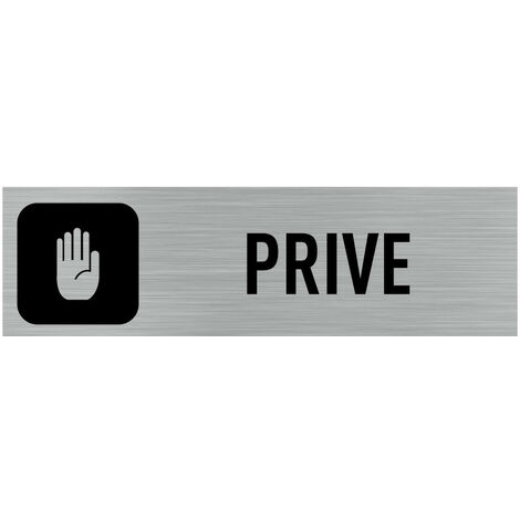 Signaletique.Biz France – Plaque de porte privé – Signalisation d’accès – Autocollant souple effet aluminium – Dimensions 170 x 50 mm – Résistant aux UV et intempéries