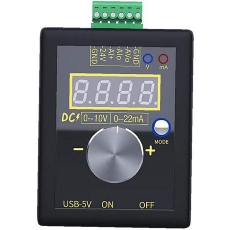 Signalgenerator für 0–10 V / 0–4–20 mA, Spannungs- und Stromsimulation, tragbarer, integrierter Signalgenerator mit Lithium-Akku für PLC-Panel-Diagnose und -Debugging, schwarzes praktisches Werkzeug