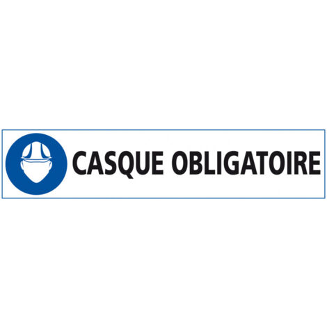 Signalisation CASQUE OBLIGATOIRE (E0591) - Adhésif - 450 x 100 mm