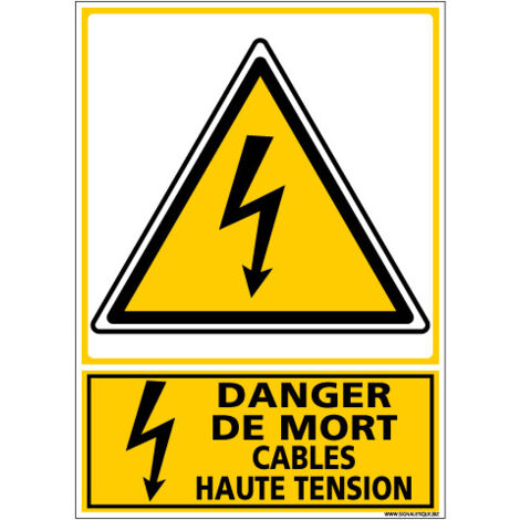 Signalisation danger électrique (C1352) - Plastique PVC 1,5 mm - 450 x 630 mm