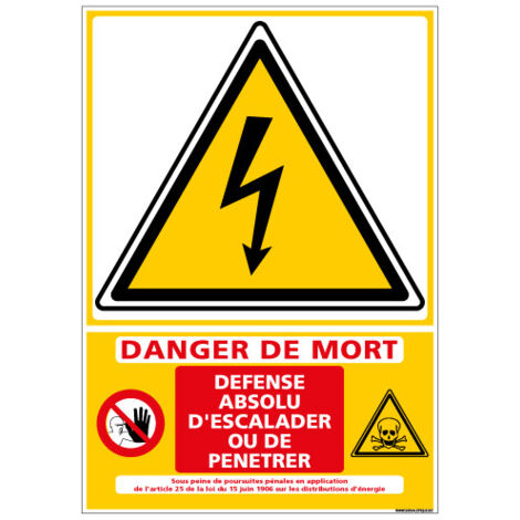 Signalisation danger électrique (C1356) - Plastique PVC 1,5 mm - 150 x 210 mm